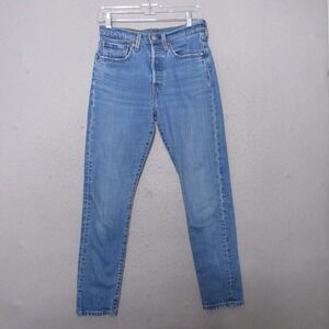 Levis 501 Jeans W26 L28 501 S Skinny High Rise Button Fly Blue 90s Style Iconic